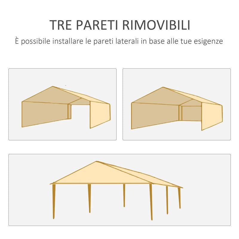 GAZEBO DA GIARDINO 6X3 M PER EVENTI CON PARETI RIMOVIBILI E FINESTRE TRASPARENTI VERDE