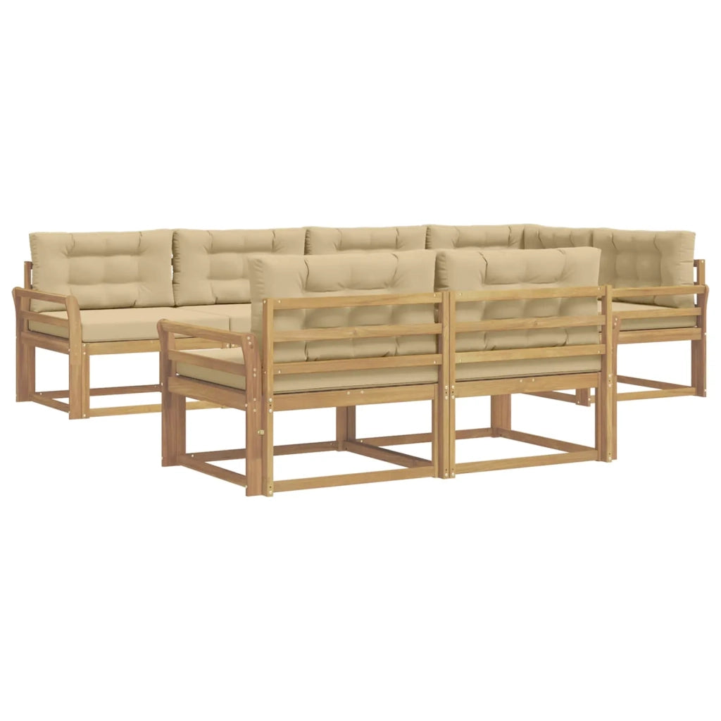 Set di divani da esterno 6 pcs Bianco e Beige Poliestere