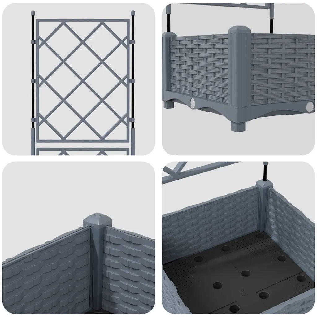 Vaso da giardino Grigio Chiaro 40 x 40 x 125,5 cm Plastica 42002881