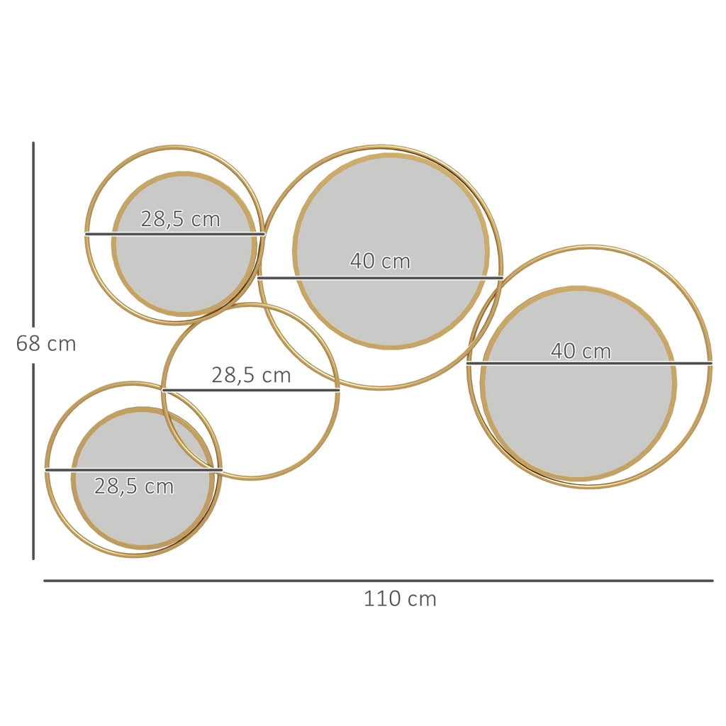 Specchio Decorativo Parete 3D ¨C Zephmum ¨C Dorato 110x68 cm
