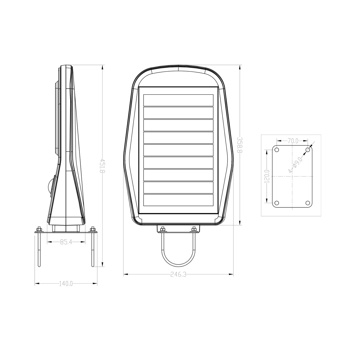 Proiettore stradale solare IP65 2000lm multifunzione