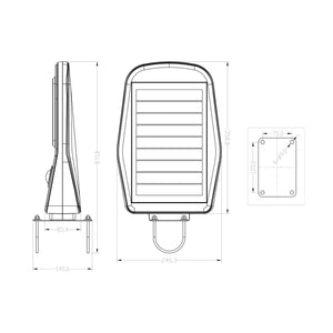 Proiettore stradale solare IP65 2000lm multifunzione