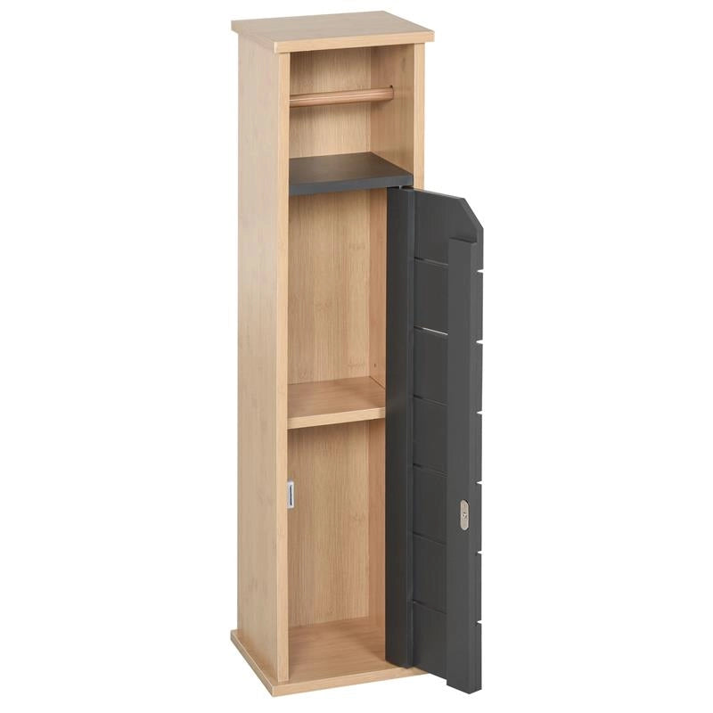 MOBILETTO A COLONNA PER IL BAGNO BAMBÙ E LEGNO GRIGIO 18 X 18 X 75CM