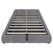 Letto singolo 140×200 cm contenitore con LED e sollevamento idraulico; senza materasso; flanella; grigio