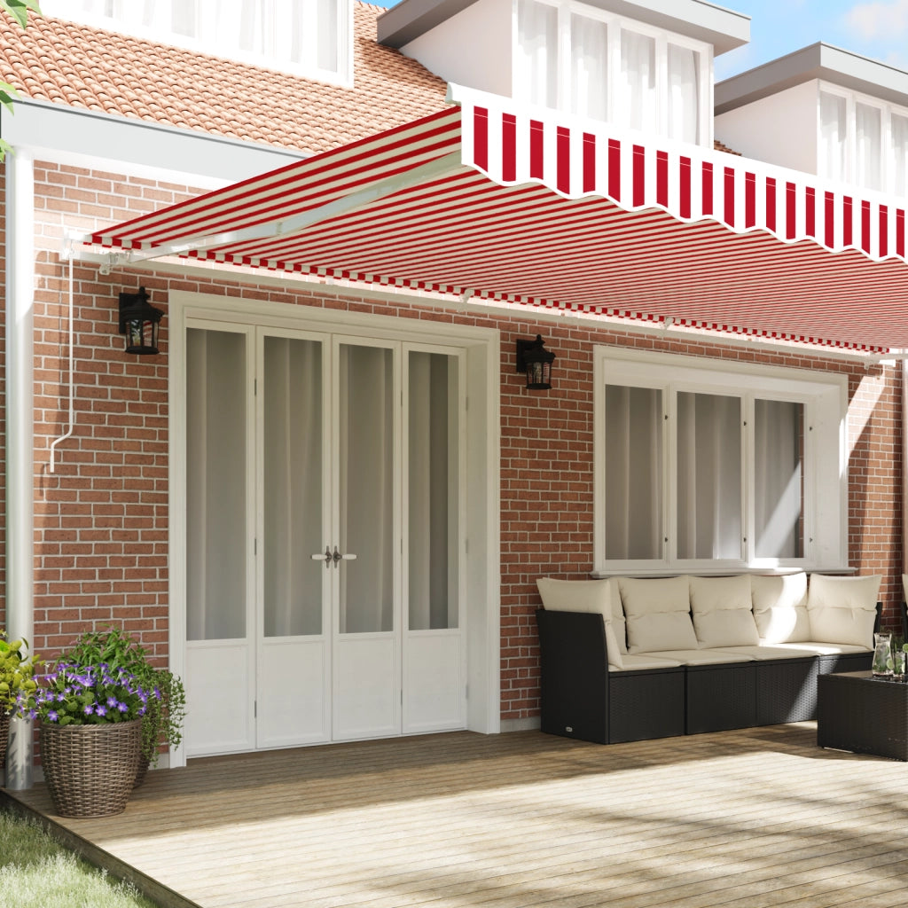 Tenda retrattile manuale a strisce rosse e bianche 600x350 cm