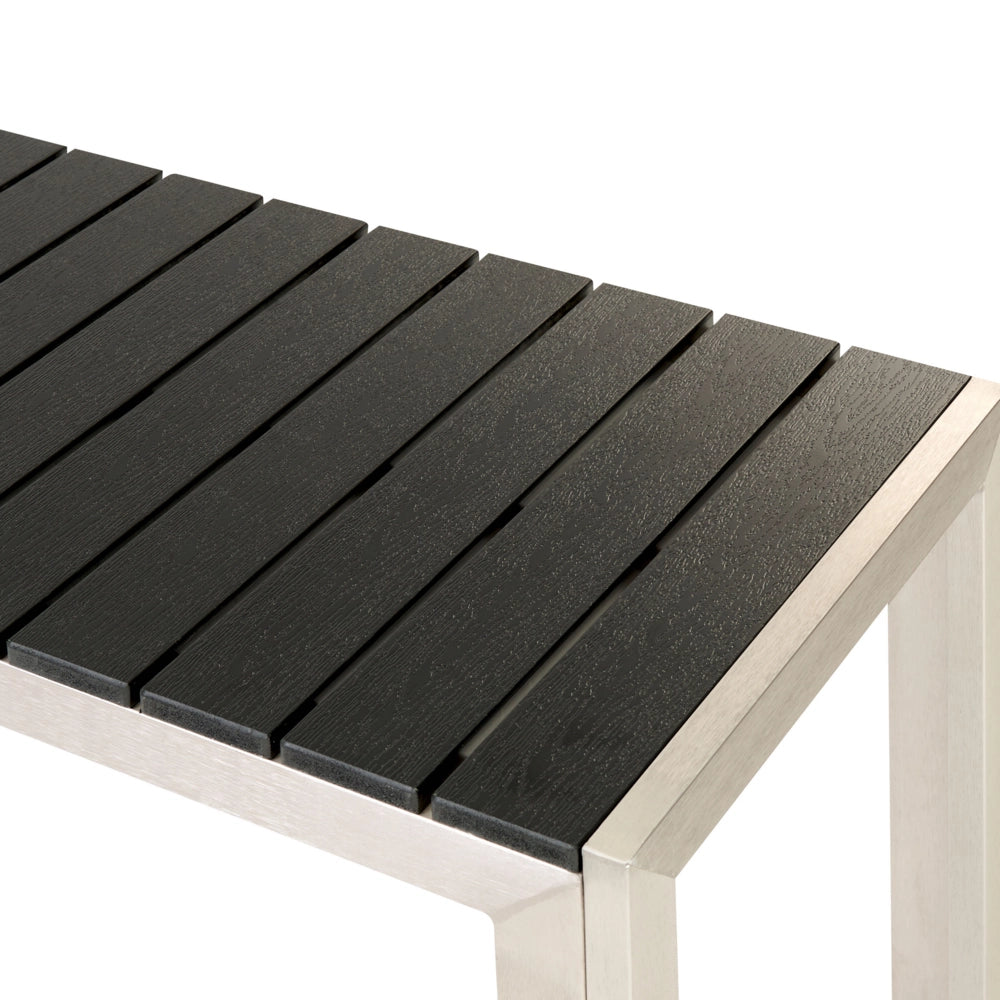 Set da Pranzo da Giardino Tavolo Rettangolare 2 Panche Telaio Alluminio anodizzato nero esterno terrazzo