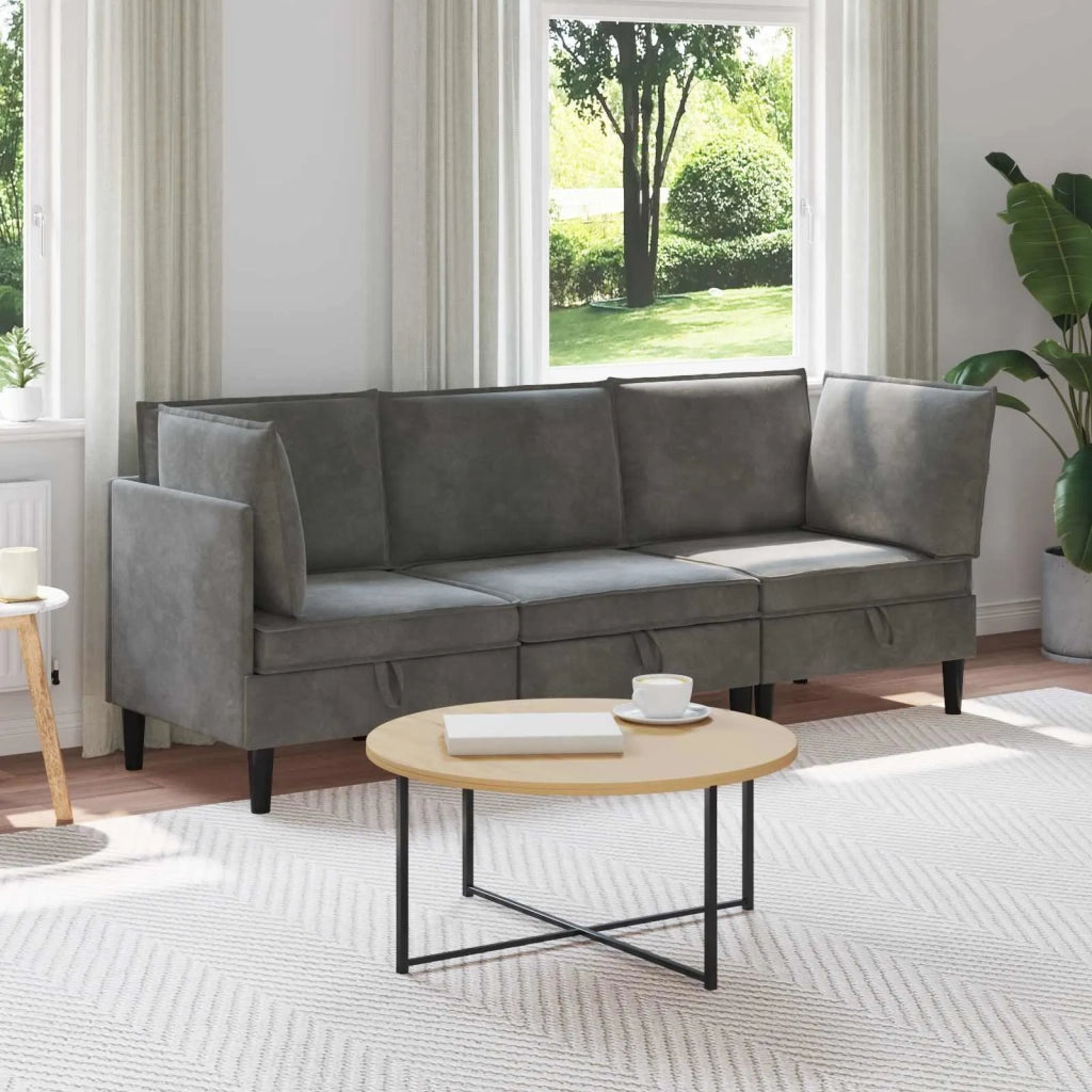 Set di mobili per il soggiorno 3 pcs Grigio Scuro Velluto 3413733