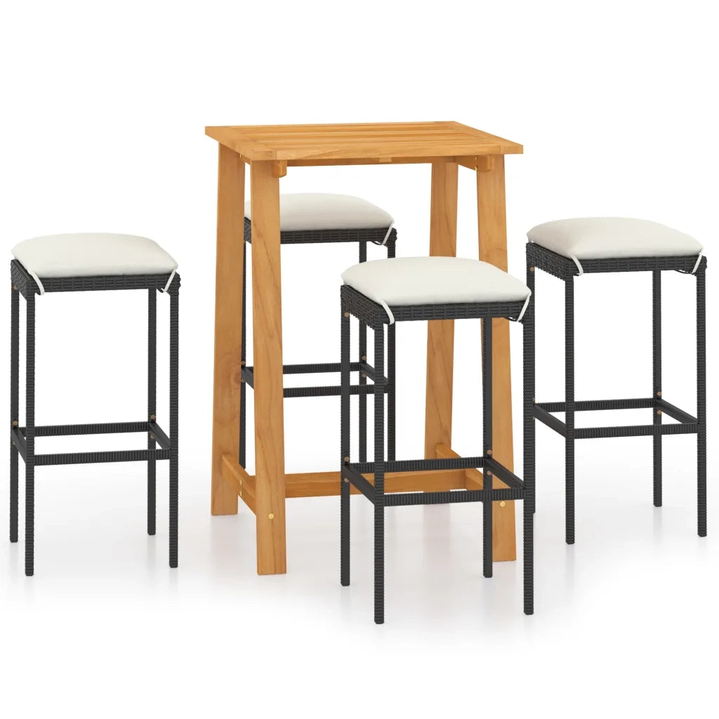 Set da Bar da Giardino 5 pz con Cuscini Nero 3067950