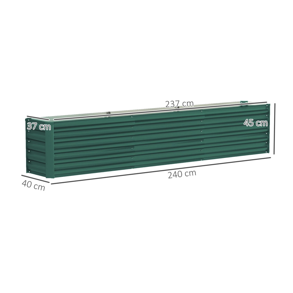 Orto rialzato in acciaio galvanizzato - Xylo - 240x40x45 cm verde per giardino esterno