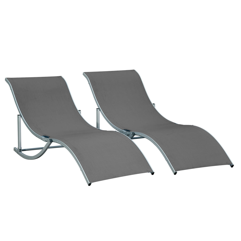 Set lounge da giardino a 2 posti pieghevole in alluminio e texteline dark grey
