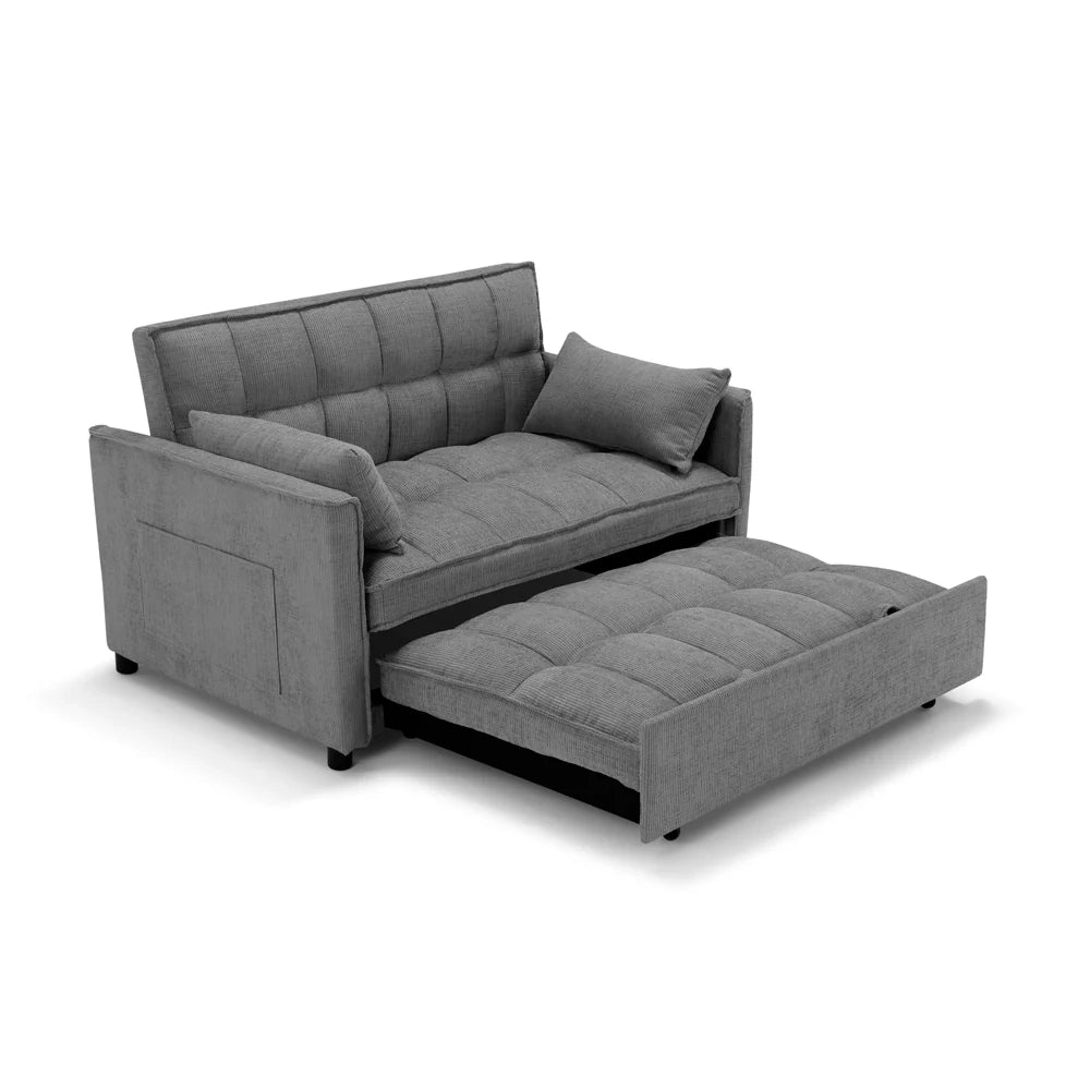 Divano letto modello PALERMO con 2 cuscini, massima imbottitura, design adatto per ambienti classici e moderni, colore Grigio