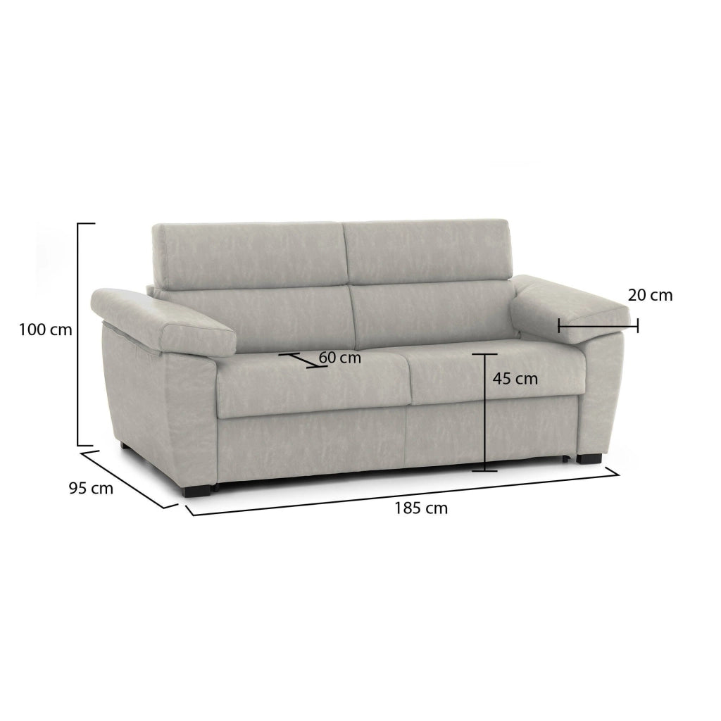 Pisogne, Divano Fisso 2 Posti Sfoderabile Made in Italy, 185x95x100h cm Beige