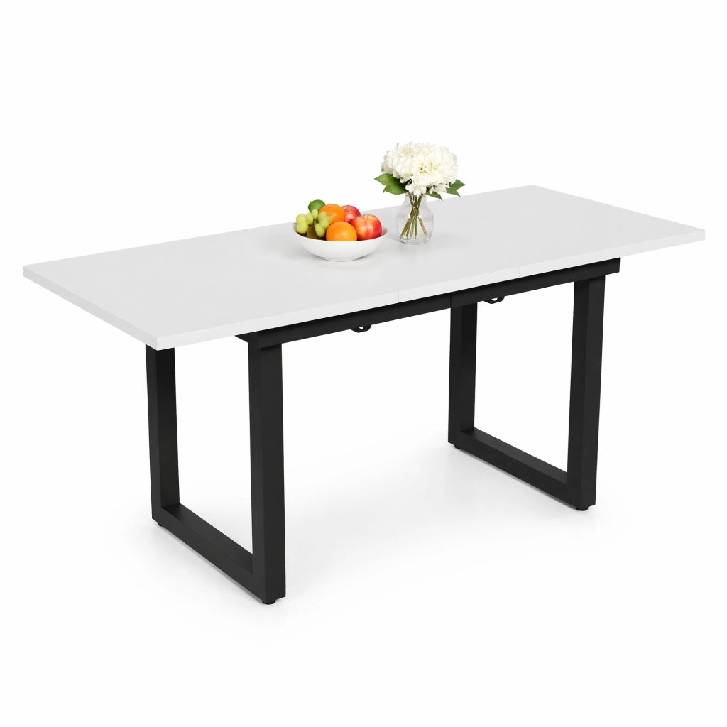 Tavolo da pranzo allungabile in stile industriale 140/180 x 80 x 75 cm; MDF e metallo; bianco e nero