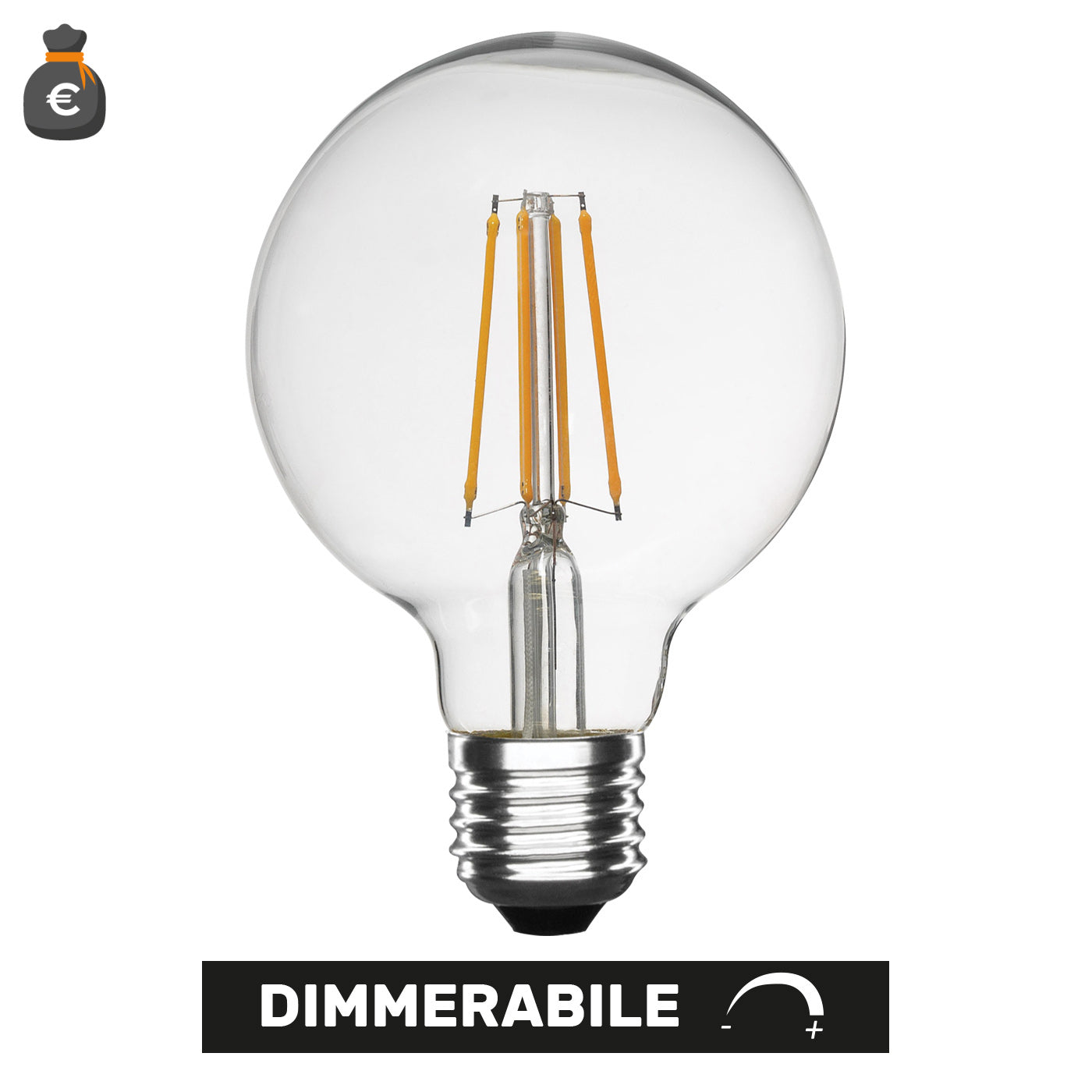 Lampadina a led Globo G125 Dimmerabile 10W 2700K E27
