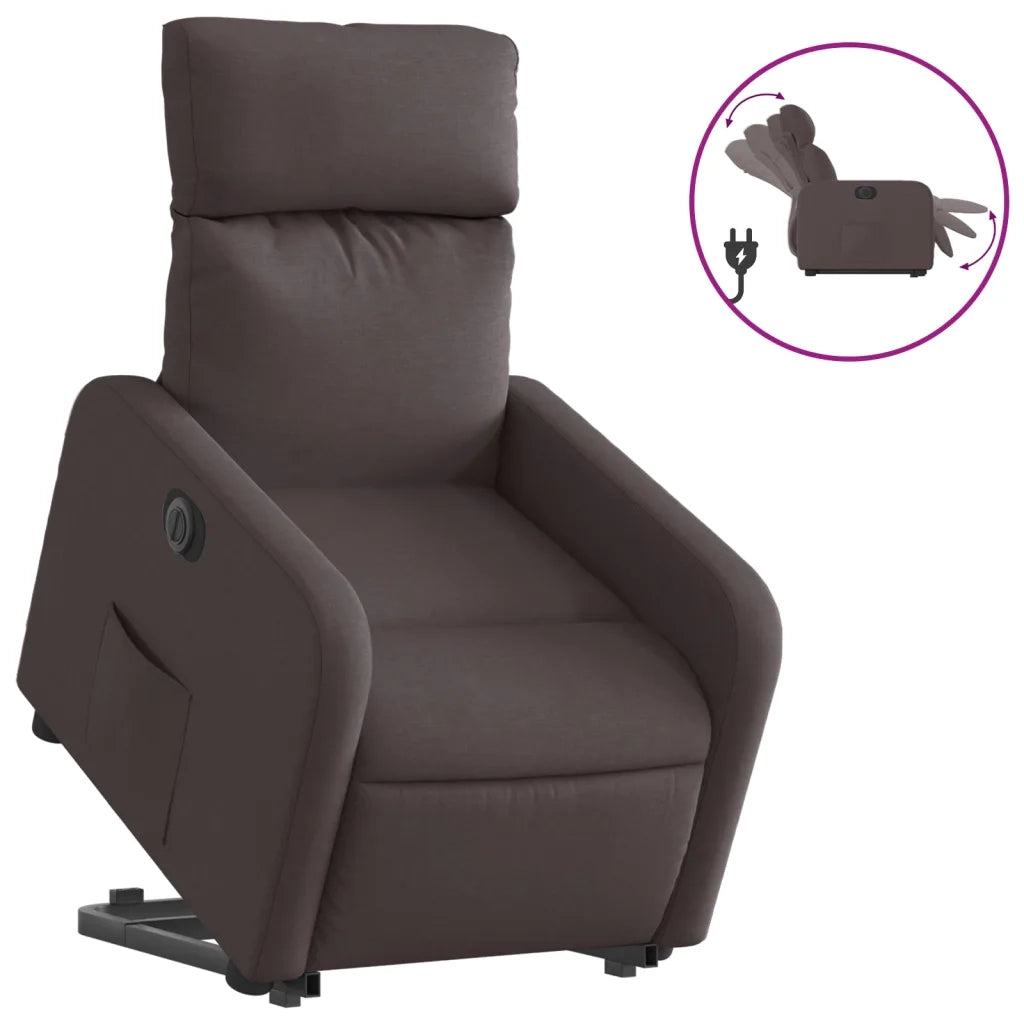 Poltrona Alzapersona Reclinante Elettrica Marrone Scuro Tessuto 3206722