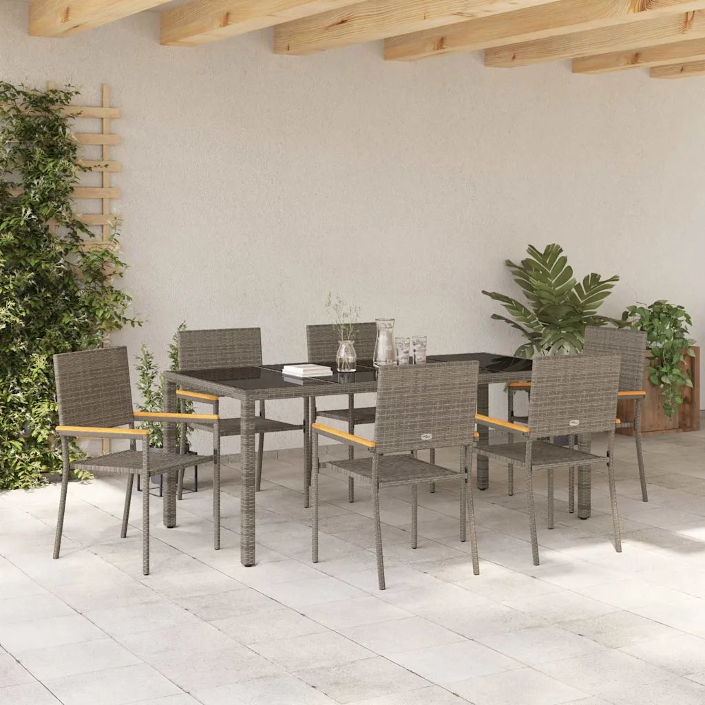 Set da Pranzo per Giardino 7 pcs Grigio polyrattan 3365397
