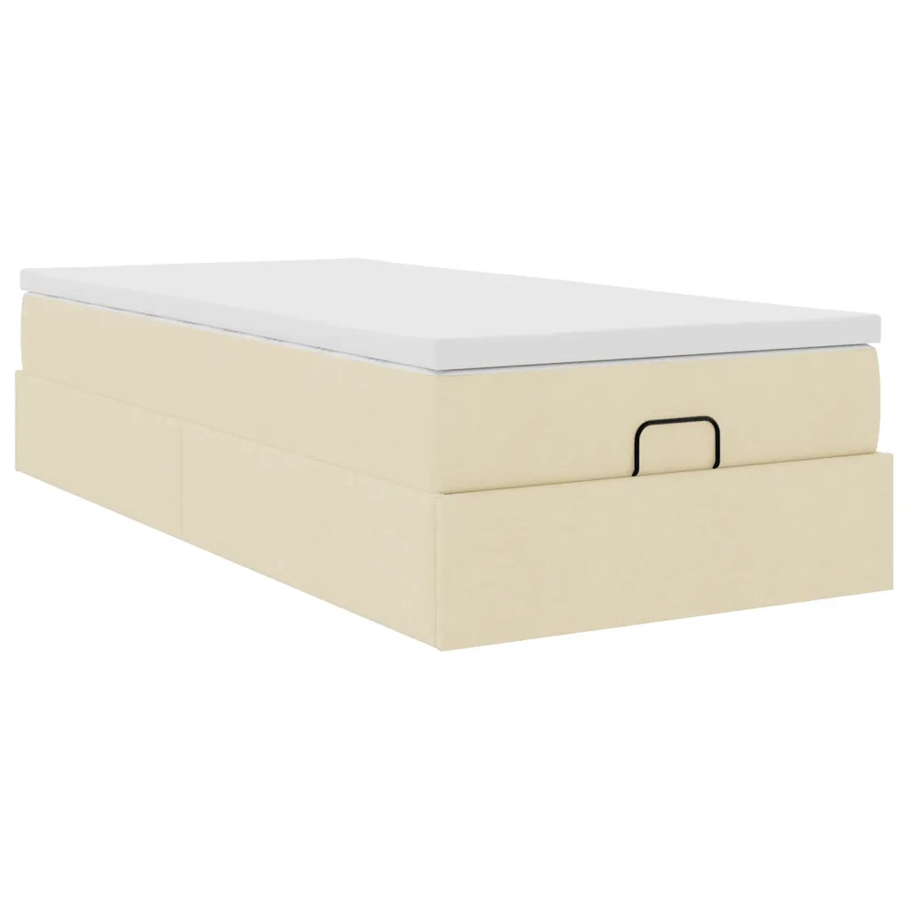 Struttura Letto Pouf con Materasso Crema 100x200 cm in Tessuto 3311090