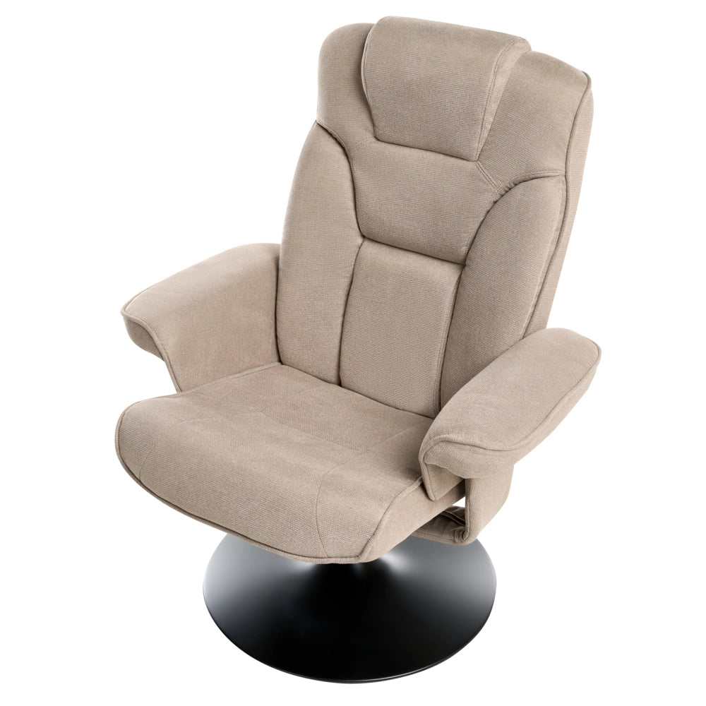 Poltrona reclinabile Taupe con poggiapiedi Poylester Tessuto girevole imbottito Struttura in metallo Design retrò