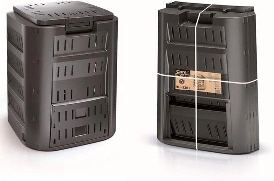 Compostatore grande 320L nero - Dimensioni 80x70x70cm - Per rifiuti di giardino e organici
