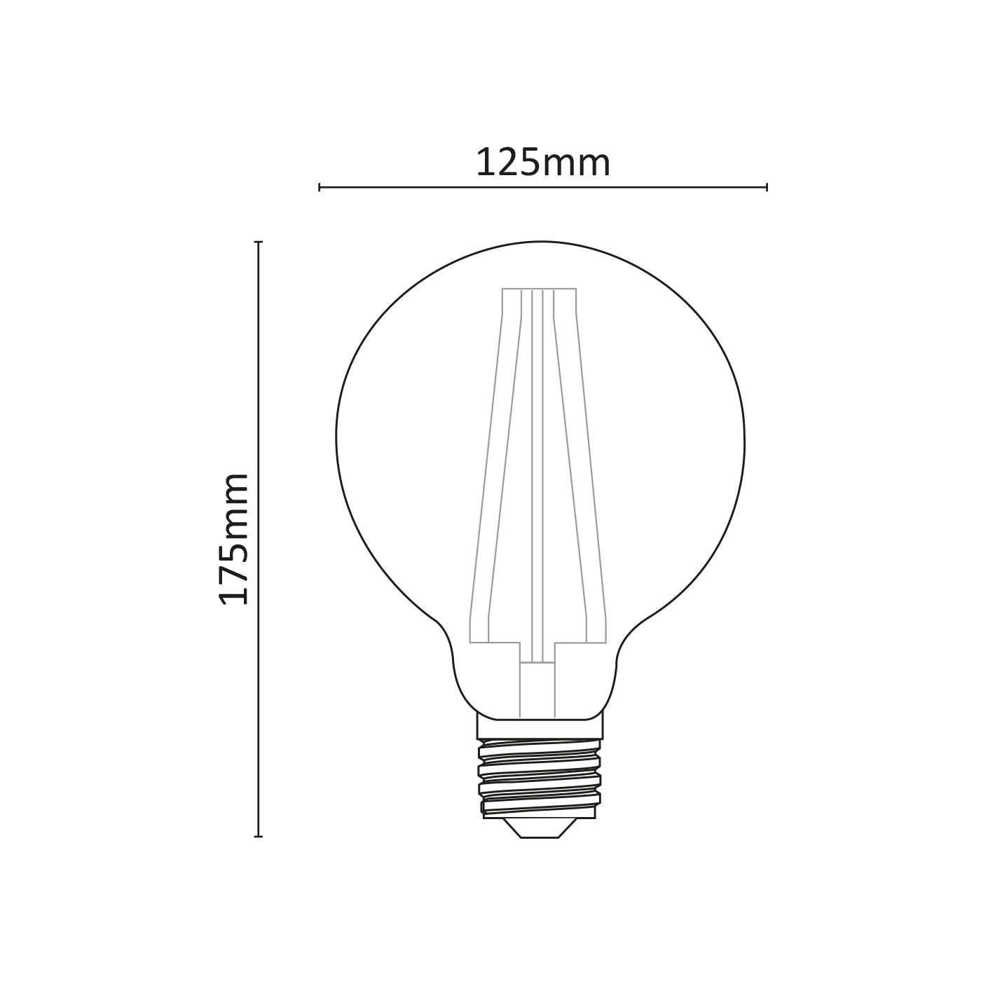 Lampadina a led globo trasparente a filamento 10W G125 1400lumen 3000K