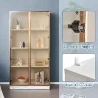 Set di 2 Vetrine con Illuminazione LED a 16 Colori, Ante a Battente e Ripiani Regolabili, 80x40x160 cm (ciascuno), Armadio Alto per Soggiorno, Bianco
