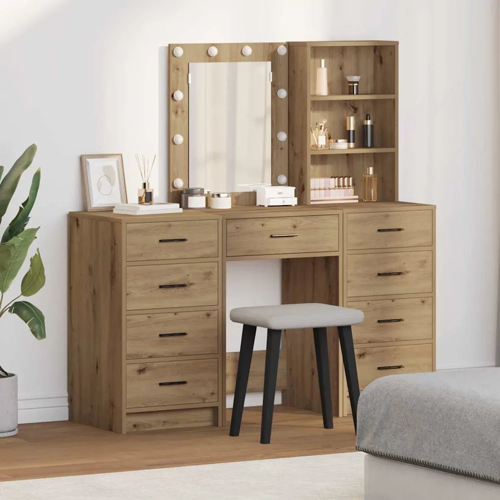 Tavolo da Trucco con cassetto 3 pcs Marrone Legno multistrato 3334226