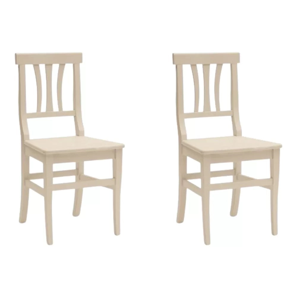Set 2 sedie classiche legno beige seduta legno 46x44x90 - Mobili 2G