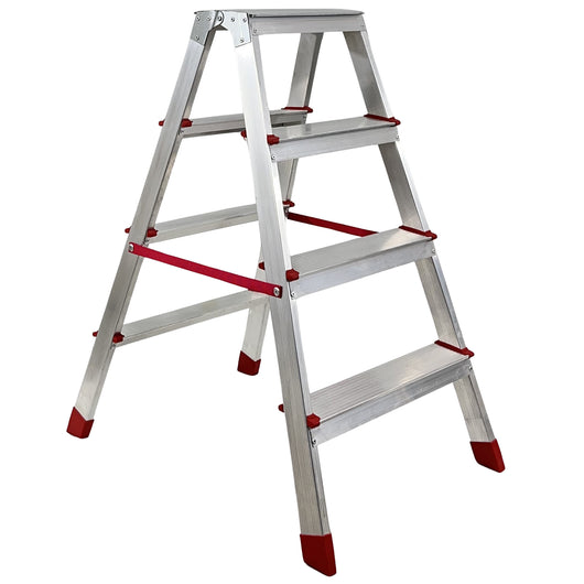 Marvin Scala in Alluminio 3 4 5 Gradini Doppia Salita Nancy Sgabello Pieghevole Richiudibile Salvaspazio Ripie 4 gradini