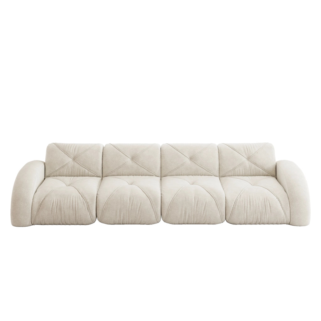 Divano Modulare 4 Posti in Tessuto Chenille ¨C MINIMAL ¨C Bianco, Senza Montaggio