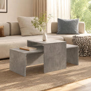 Coffee Table Set Concrete Grey 100x48x40 Cm Wood Material