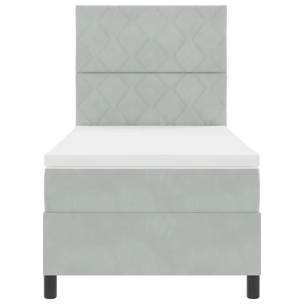 Letto a molle con materasso Grigio chiaro 100 x 200 cm Velluto 3339878