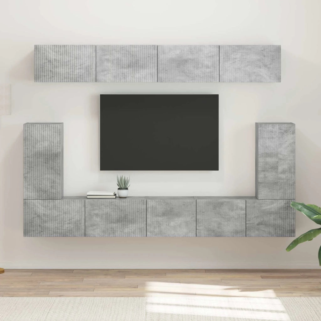 Set mobile TV 5 pcs Grigio cemento Legno multistrato