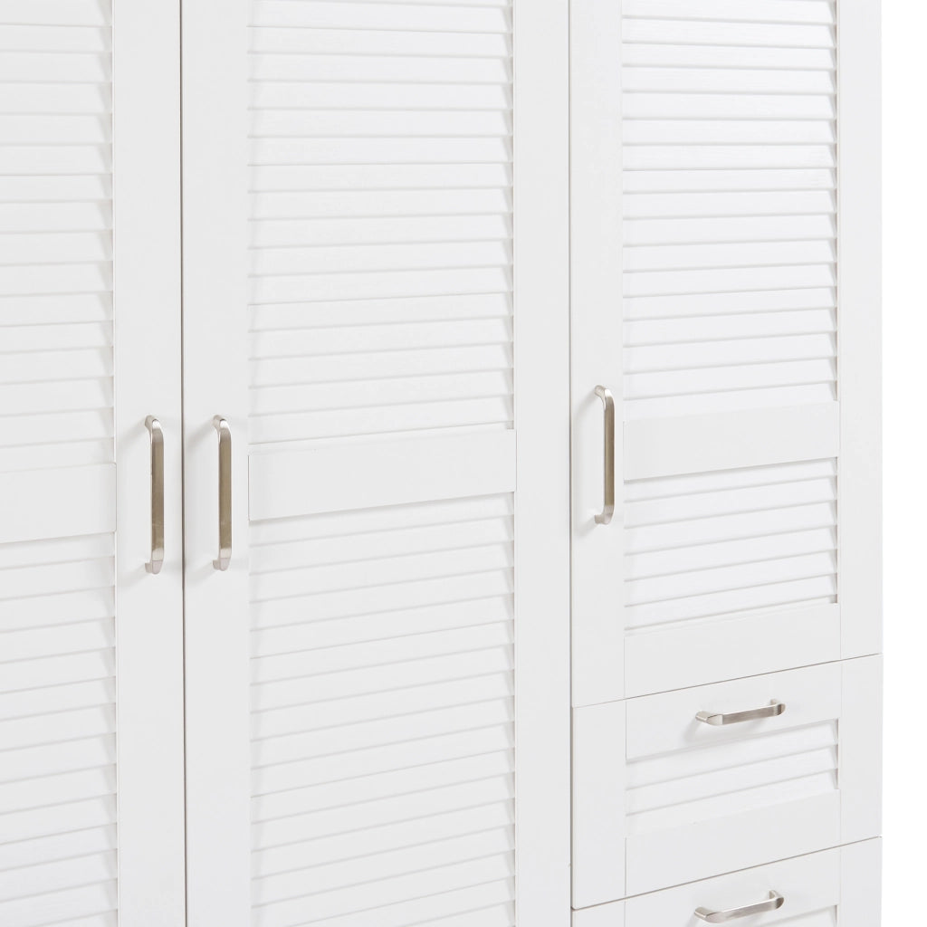 Armadio Guardaroba Finning con Ante a Persiana e Cassettiera 176 x 120 x 52 cm Bianco [en.casa]