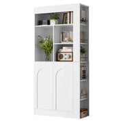 Mobile contenitore con 2 ante e ripiani aperti per soggiorno; 85×35×180 cm; bianco