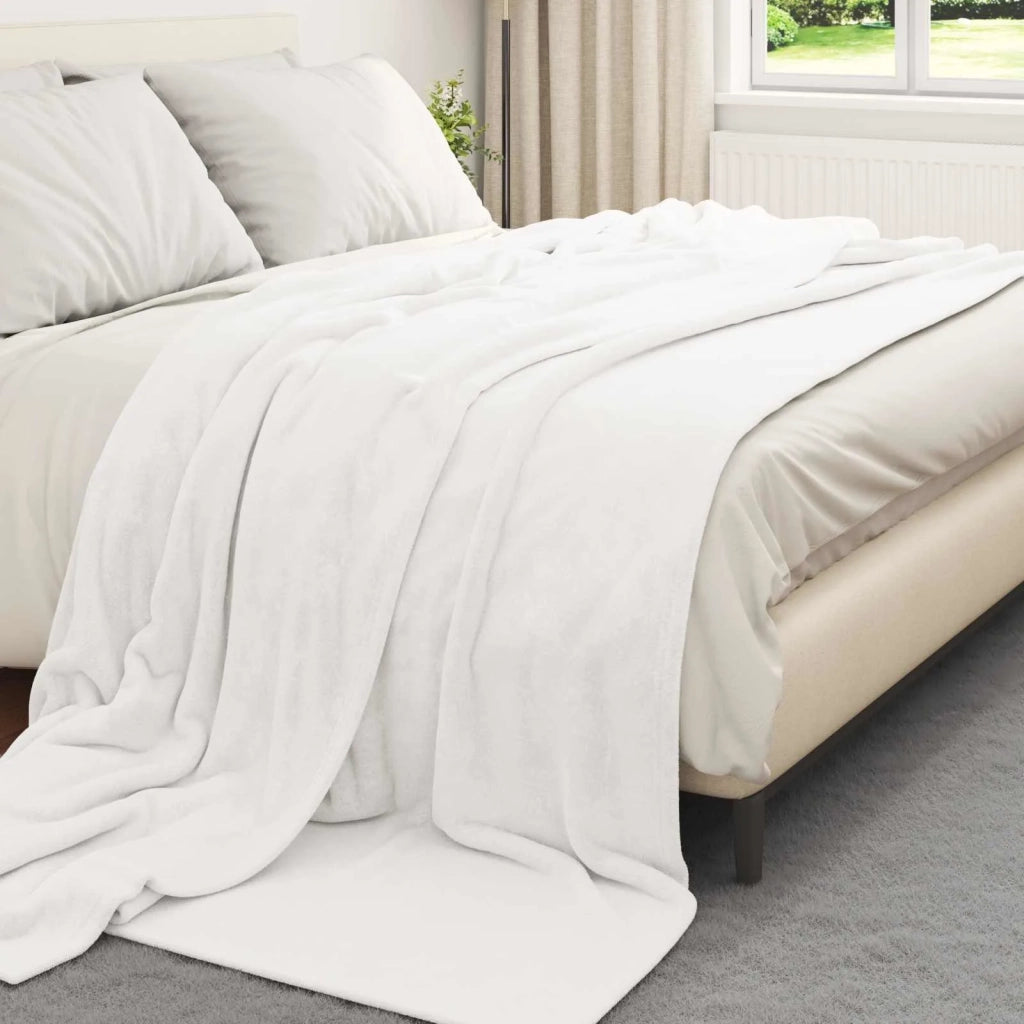 Coperte da Pile 6 pz Bianco 240 x 270 cm Panno