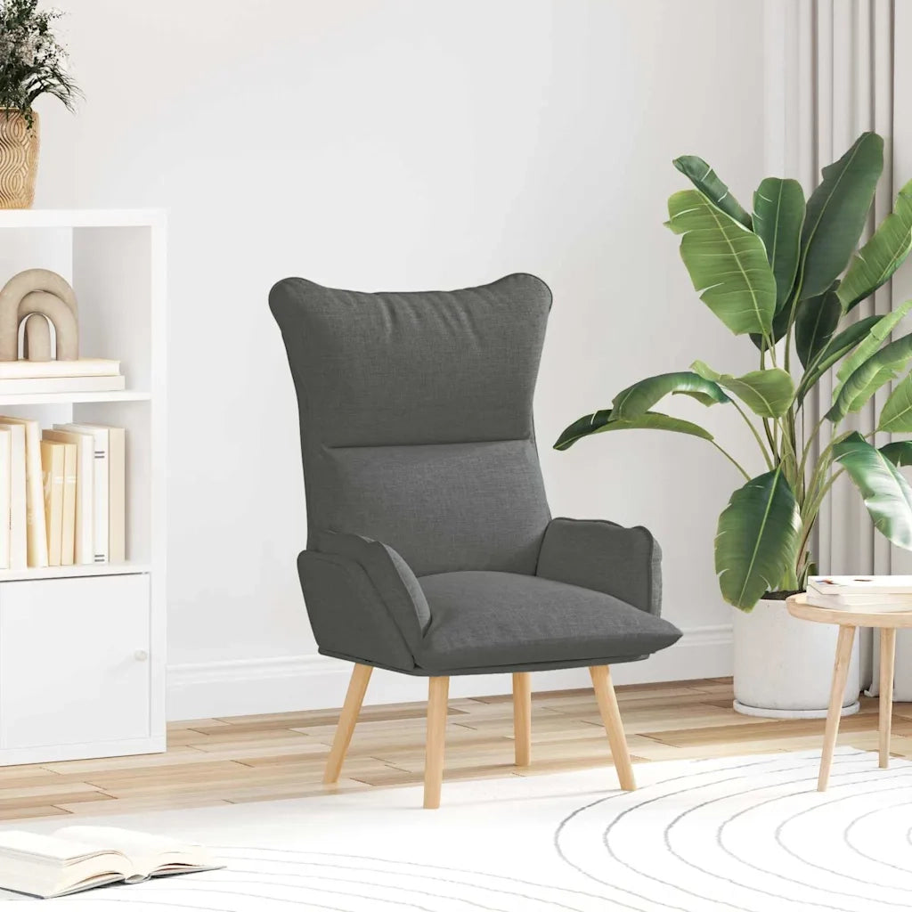 Poltrona | Sedia Relax Grigio scuro 69 x 74 x 93 cm Tessuto e compensato