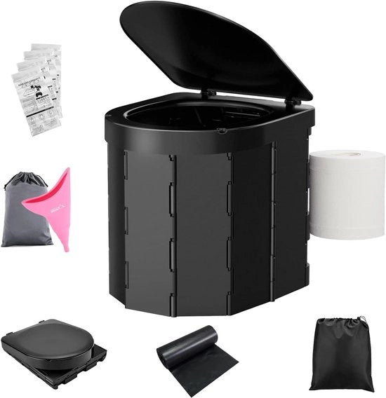 Toilet Portatile con Coperchio per Adulti Donne - Toilette per Campeggio Esterno con Urinatore Sacchetto per Urine per Escursioni Campeggio Viaggi