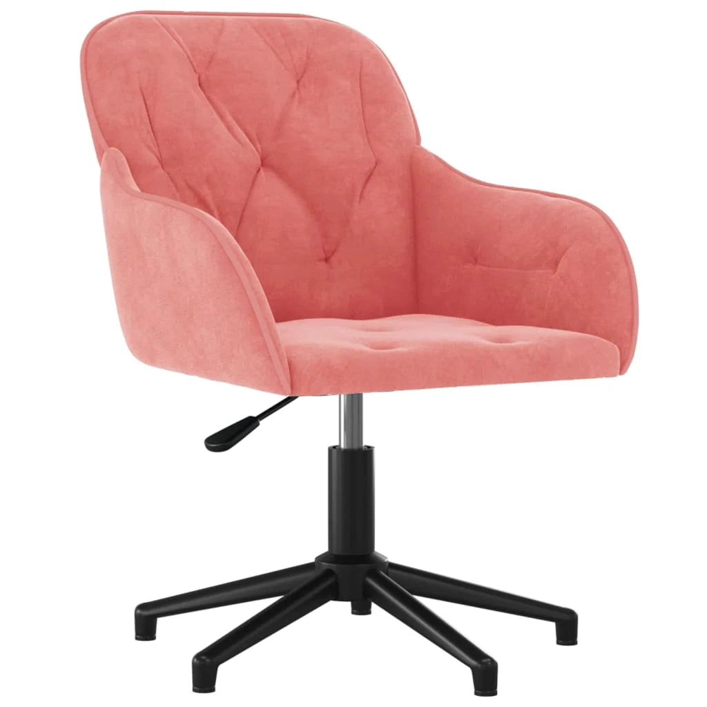 Sedia girevole/poltrona da ufficio/studio in velluto rosa 02_0024170