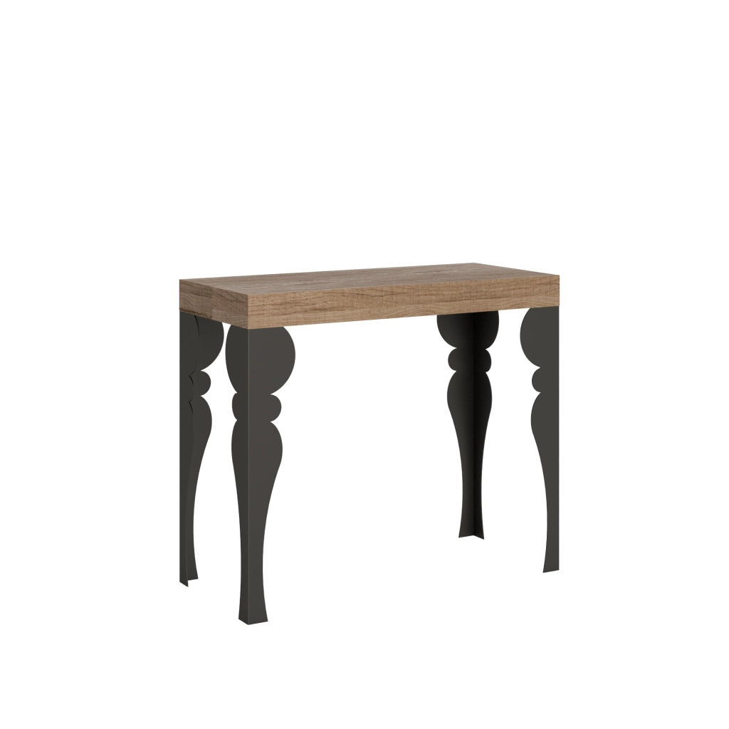 Consolle allungabile 90x40/300 cm Paxor Quercia Natura telaio Antracite
