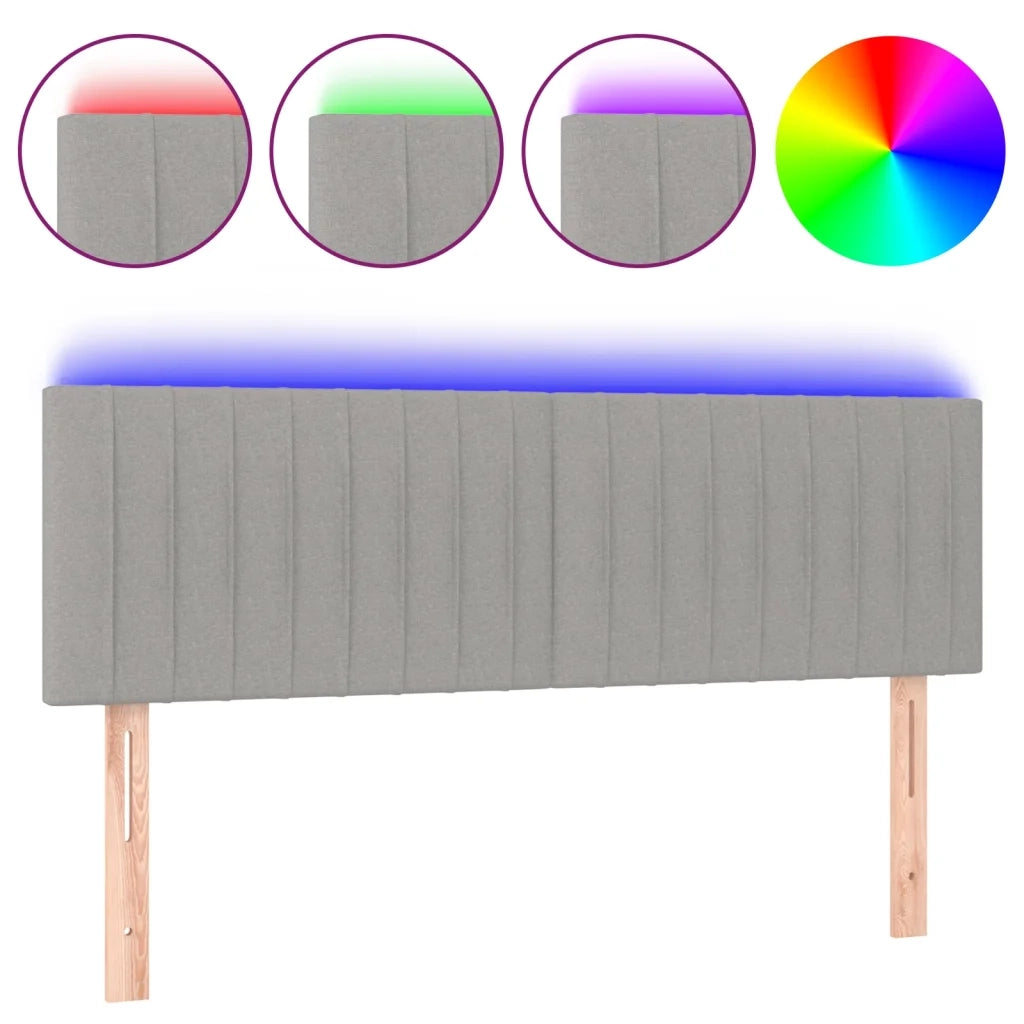 Testiera a LED-Testata con LED Grigio Chiaro 144x5x78/88 cm in Tessuto 572290