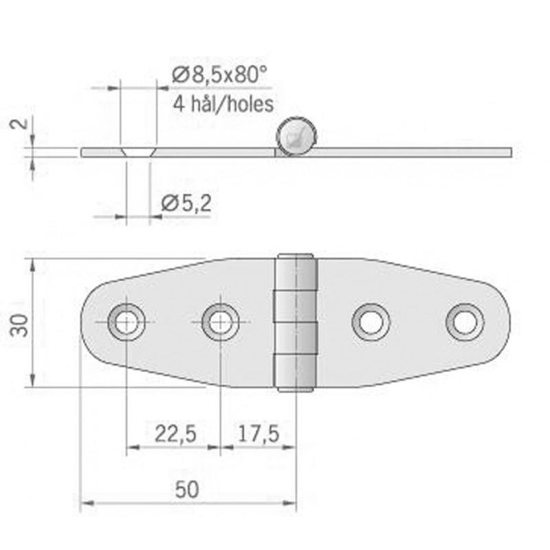 CERNIERA INOX MM.100X27
