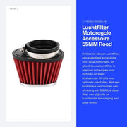 Filtro d'aria in plastica + non tessuto - 55 mm - Rosso - Progettazione unica