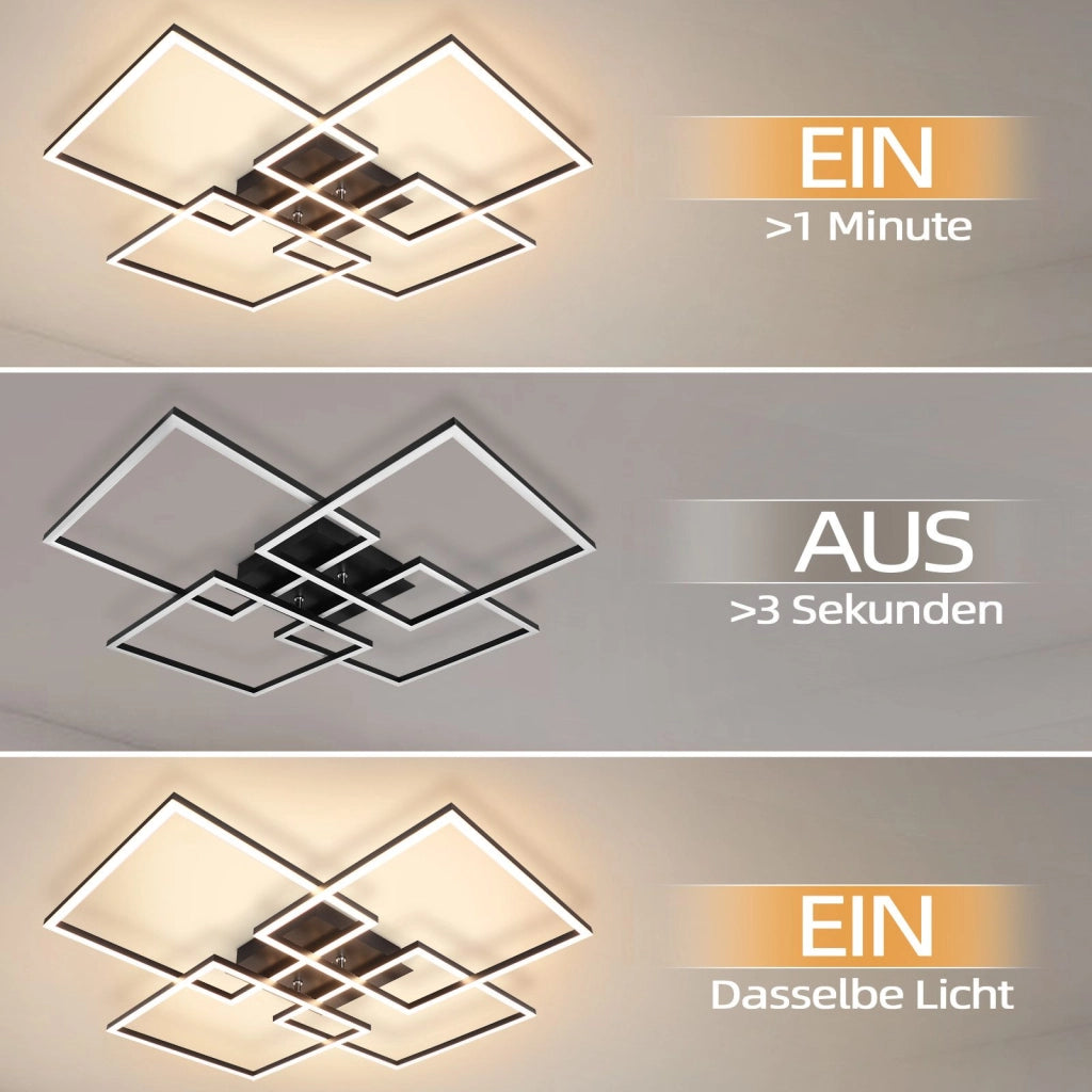 ZMH Lampada da soffitto plafoniera LED moderna 32W 3000K design rettangolare per soggiorno camera letto