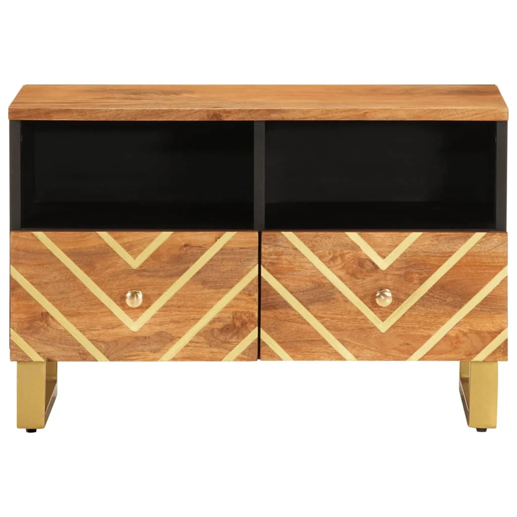 Mobile TV multimediale scaffale TV credenza mobile TV sala da pranzo soggiorno camera da letto 70 x 33,5 x 46 cm legno massello di mango marrone 02_0027596