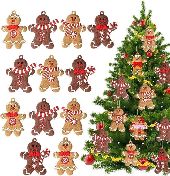 Decorazione di Natale di un Uomo di Zucchero - 12 Pezzi Decorazione di Natale di un Uomo di Zucchero per Albero di Natale - Decorazione Pendente per Albero di Natale
