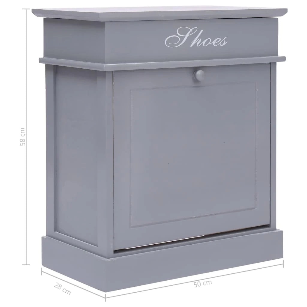 Scarpiera mobile contenitore per scarpe mobile per ingresso/corridoio/soggiorno 50 x 28 x 58 cm legno di Paulownia grigio 02_0021772
