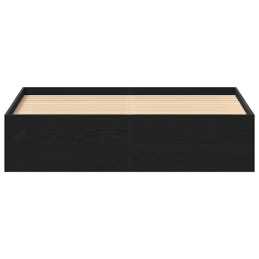 Letto matrimoniale | Letto per adulti | Giroletto senza Materasso Rovere Nero 150x200 cm Truciolato