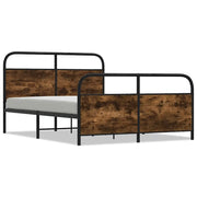 Letto matrimoniale | Letto per adulti | Giroletto senza Materasso Rovere Fumo 120x190 cm in Truciolato