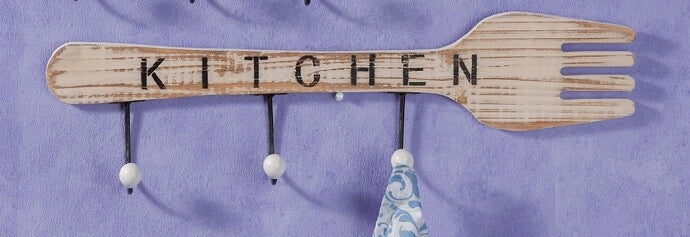 Appendiabiti da parete in legno kitchen 3 ganci 56 x 6.5 x 16 cm