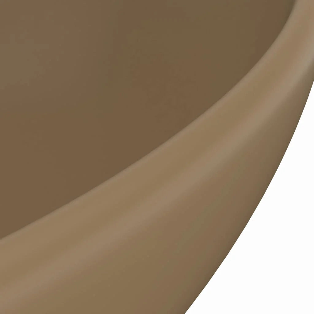 Lavabo ovale di lusso da appoggio WC lavabo bagno stanza cosmetica interno casa 40 x 33 cm ceramica crema opaca 02_0002672